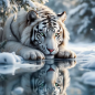 Preview: Diamond Painting  Weißer Tiger im Spiegelbild